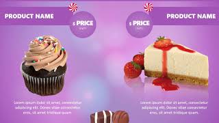 Digital Menu for Restaurants – PowerPoint Animated Template (Candy Shop)