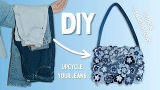 Upcycled 3D Flowers Bag Bolsa Con Flores Hechas De Jeans Reutilizados Molde Y Costura