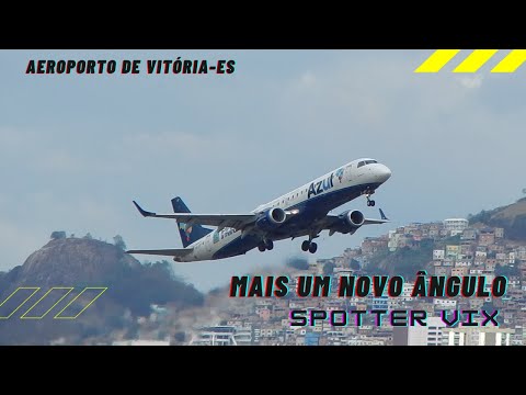 Mais um novo ângulo de pousos e decolagens aeroporto de Vitoria-ES  SBVT VIX Aviões e helicóptero