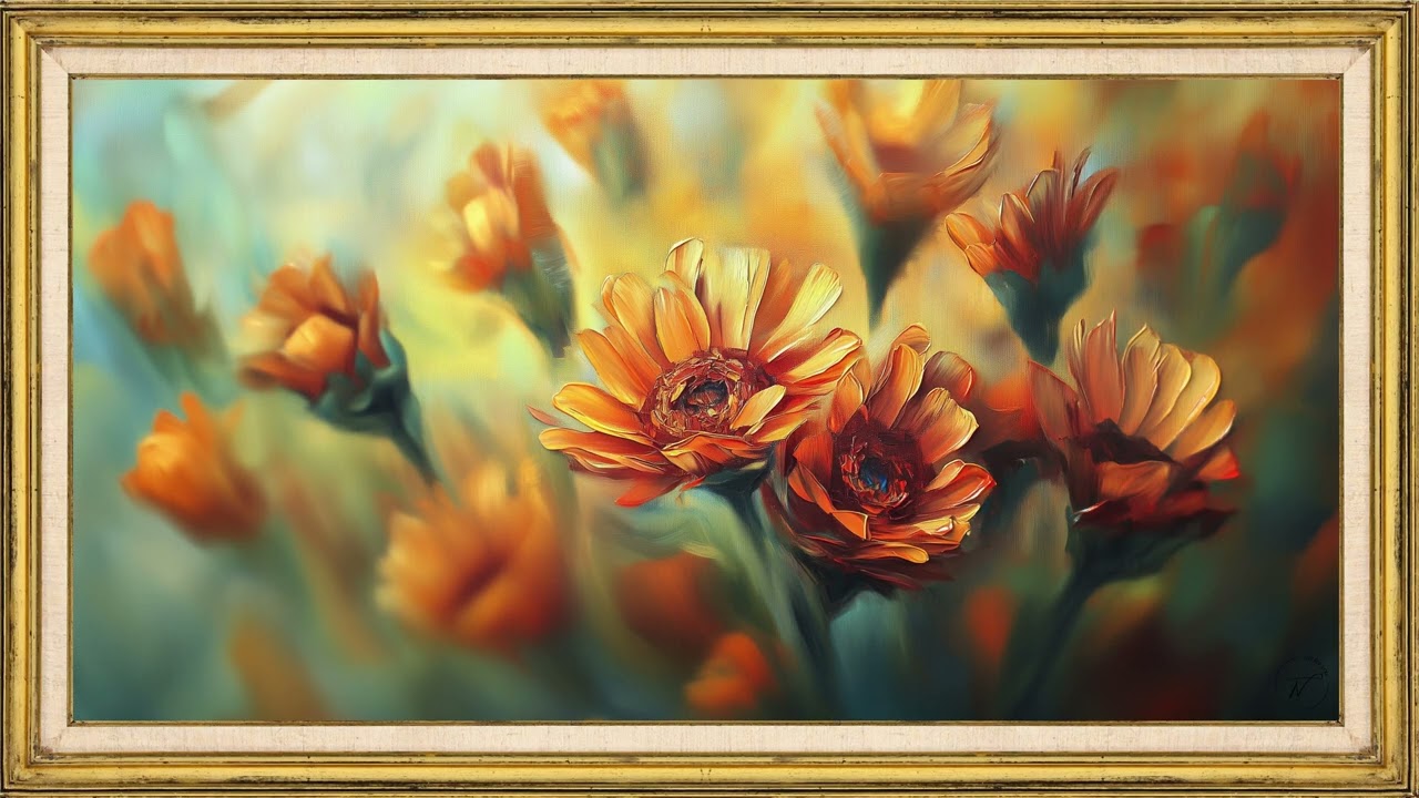 Colorful Abstract Flower Art 🌼 2 Hour TV Screensaver | Framed Wall Art for Living Room