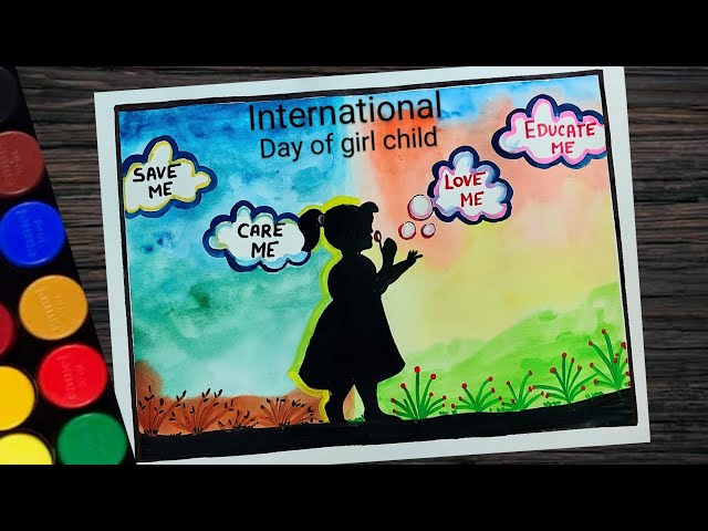 How to draw and paint a picture on save girl child / save girl child Drawing  for competition - YouTube
