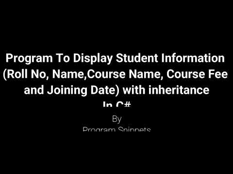 Program To Display Student Information with inheritance In C#