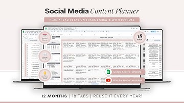 Social Media Content Planner - 12 Month Content Calendar Spreadsheet - Google Sheets Template