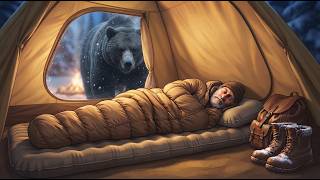 Rainy Day ASMR 🌧️❄️ | Cozy Winter Camping in Snowy Forest | Rain Sounds, Fire & Nature Sounds