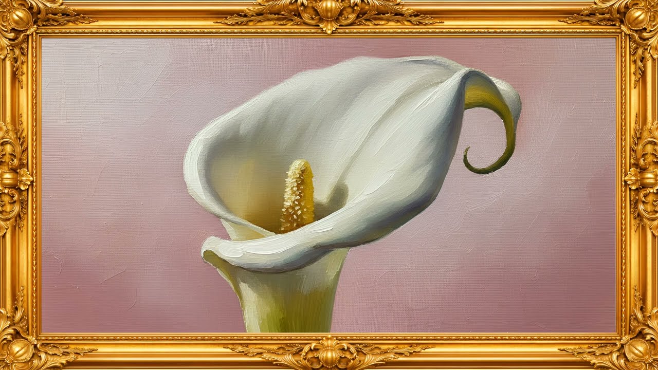 White Calla Lily Painting | Gold Frame TV Art Screensaver | Vintage Floral Oil Painting 4K