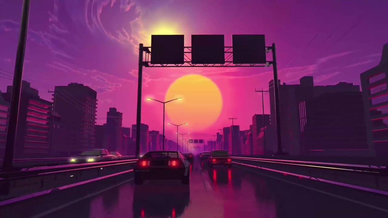 Sunset Drive in a Vaporwave City – 33 Min Lofi Synthwave