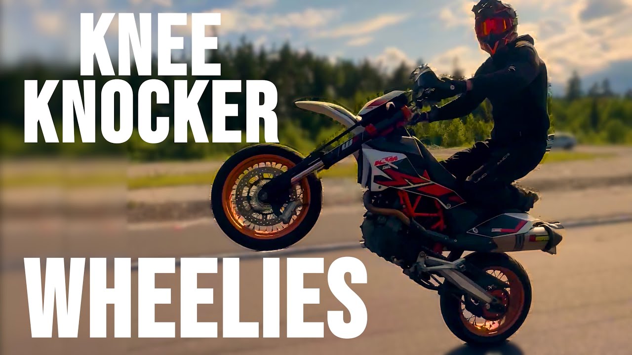 Wheelie practice Part 8 STANDING KNEE KNOCKER KTM 690 SMCR YouTube