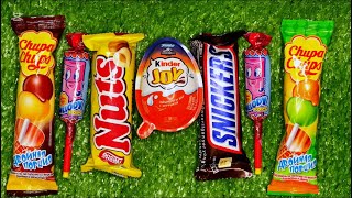 Satisfying video Asmr giant lollipop and chocolate unboxing video gummy candy opening or cutting