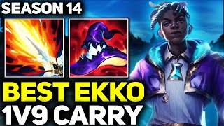 RANK 1 BEST EKKO IN THE WORLD 1V9 CARRY GAMEPLAY! | Season 14 League of Legends