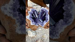 Amazing Amethyst Geode Reveal! Stunning Deep Purple Crystal Formation Inside a Rough Rock
