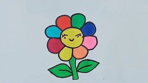 How to Draw a cute Rainbow Flower Simple & Easy for kids 
