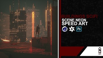 BUILDINGS SCI-FI SCENE NEON - Speed Art | Cinema 4D/Octane