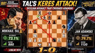 π₯ Tal's KERES ATTACK MASTERCLASS! The Sicilian Assault That Crushed Adamski | 1974 #chess #fyp