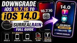 Downgrade iOS 16.7.16 to iOS 14.0 + Jailbreak & TrollStore | No Blobs | iPhone 8/8+/X | SurrealRa1n screenshot 1
