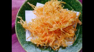 How to make carrot tempura. 人参のかき揚げ/天ぷらの作り方 