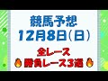 【競馬予想】１２月８日（日）全レース予想／厳選３レース(平場予想・重賞予想)