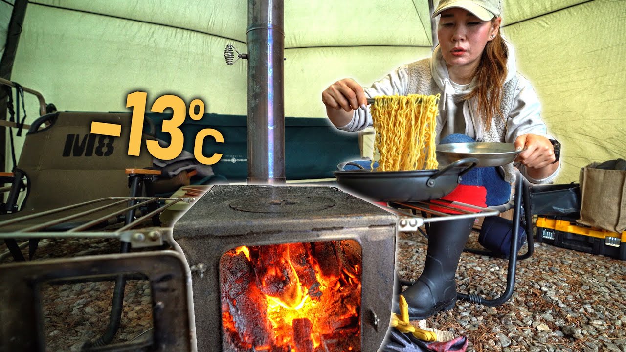 화목난로에 텐트 태워먹는 영하13도 한파 동계 캠핑│2층 야전침대 개시합니다│평창 마가리 캠핑장