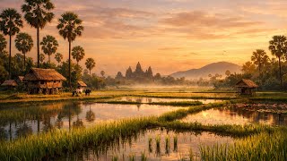 Peaceful Cambodian Countryside | Relaxing Music with Rice Fields, Peaceful Study & Sleep Music screenshot 5