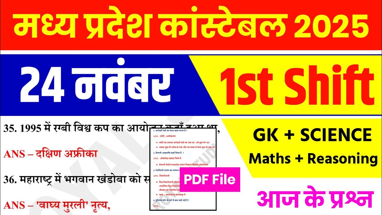 MP Police 24 November 1st Shift Analysis 2025 | MP Police Exam Analysis 2025|MP Police Analysis 2025