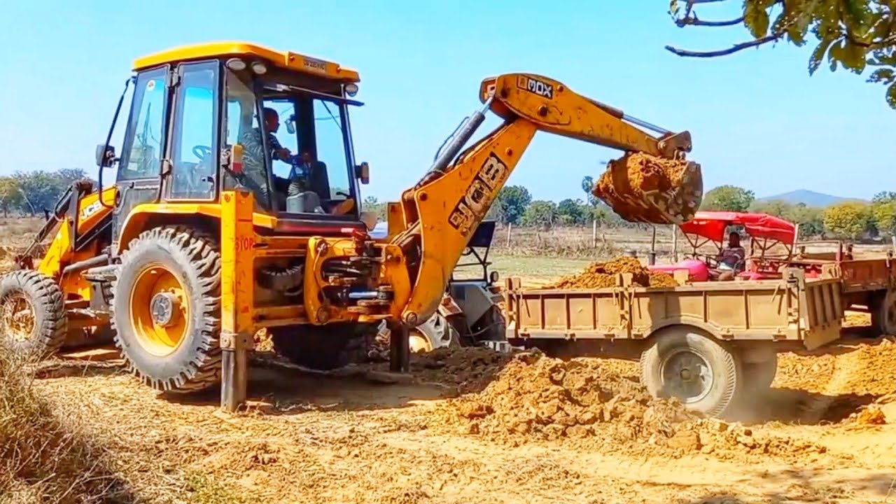 Jcb 3dx Backhoe Loading Soil in Multiple Tractor Jcb Video