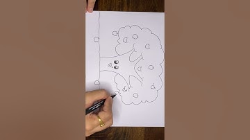 Simple free hand drawing | Mango tree | Free tutorials @likeokplease #shorts