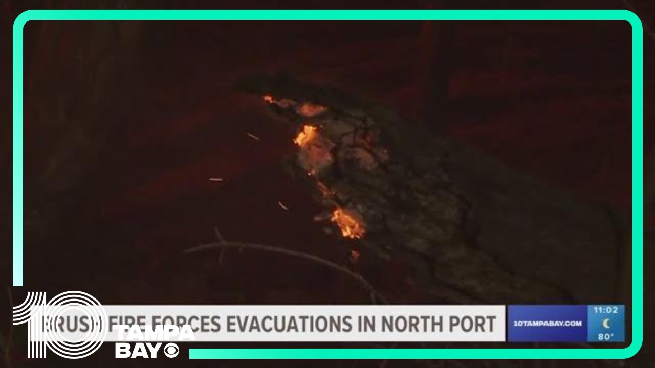 Crews: Large brush fire prompts evacuations in North Port - YouTube