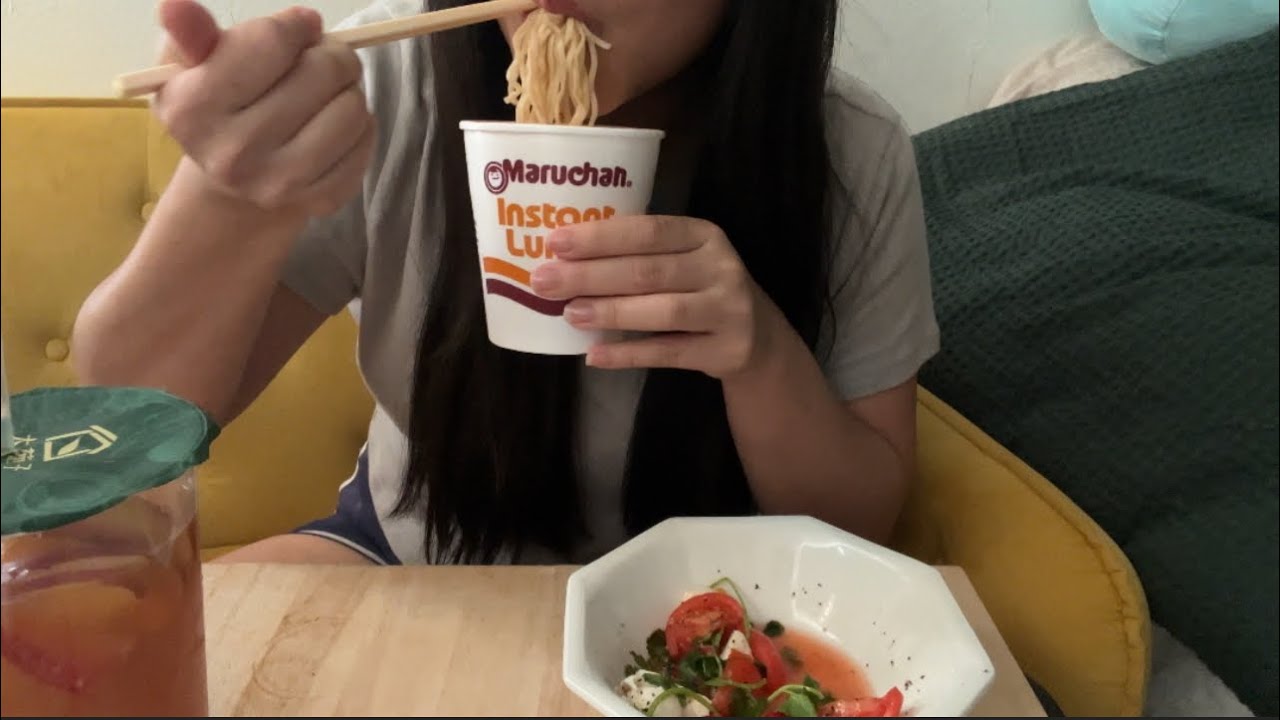 Lunch with Me: ASMR Meal Combo | Cup Noodles, Veggies & Relaxing Eating Sounds | Comfort Food ASMR