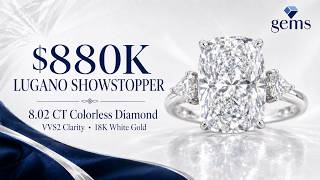 8.02 CT Colorless Diamond Ring | Lugano Designer VVS2 Diamond Valued at $880,000
