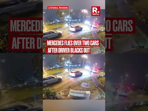 Mercedes Flies Over Two Cars After Driver Blacks Out In Romania 