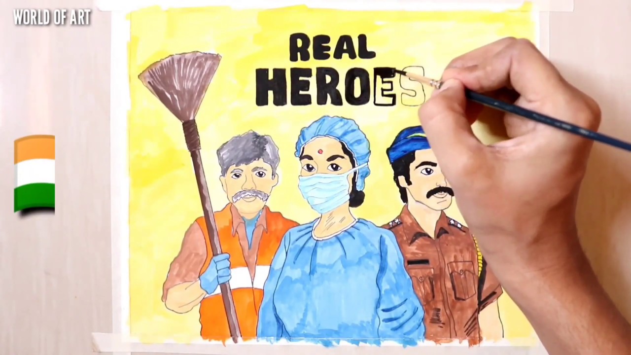 Salute to real heroes 🇮🇳 | Drawing Corona Warriors of India