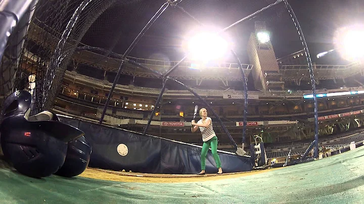 Kelly Crull taking batting practice at Petco Park