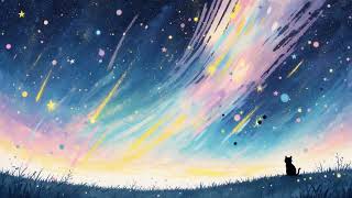 Cat Watching Shooting Stars Seamless Loop 4K No Copyright