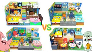 #diy #spongebob  DIY Miniature Spongebob♥Patrick star VS Spongebob♥Sqidward♥Cardboard house♥