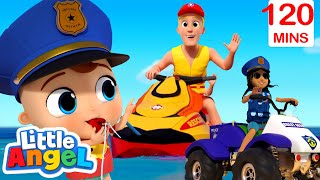 The Beach Rescue Team + More |  Little Angel Color Songs \& Nursery Rhymes | Learn Colors \& Shapes