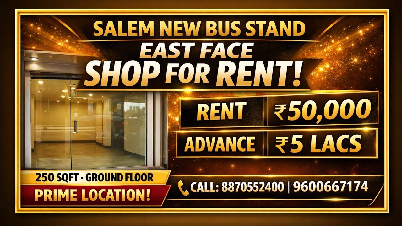 STP85 | Salem New BusStand East Face Shop Rent | 250 Sqft Ground Floor | Prime Commercial Location |