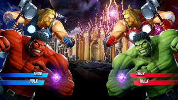 Thor & Red Hulk vs Thor & Hulk (Very Hard) Marvel vs Capcom | 4K UHD Gameplay