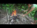 Survival Skills - Primitive Technology Cooking Big Fish With Eggs On Wood Stove - Forest Life