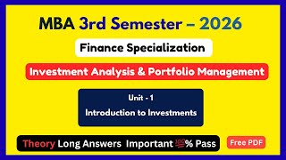 Investment Analysis & Portfolio Management Unit 1 | Finance Important Questions @FinalFocusYt #mba