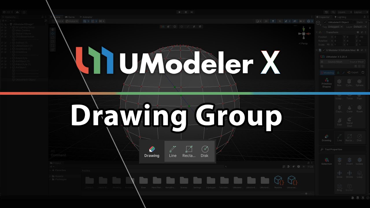 4. UModeler X - Drawing Group - Learn Tools: Line, Rectangle and Disk