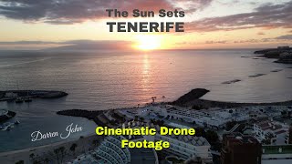 Cinematic drone shots as the sun sets over La Pinta Beach Tenerife