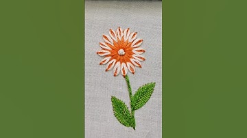 beautiful flower 🌻 design with lazy daizy stitch #handembroidery #tutorial #art #diy #shorts #trendy