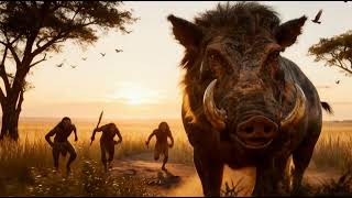 5.5M Years Ago: Prehistoric Humans vs Giant Boar #prehistoriclife  #humanevolution #survival