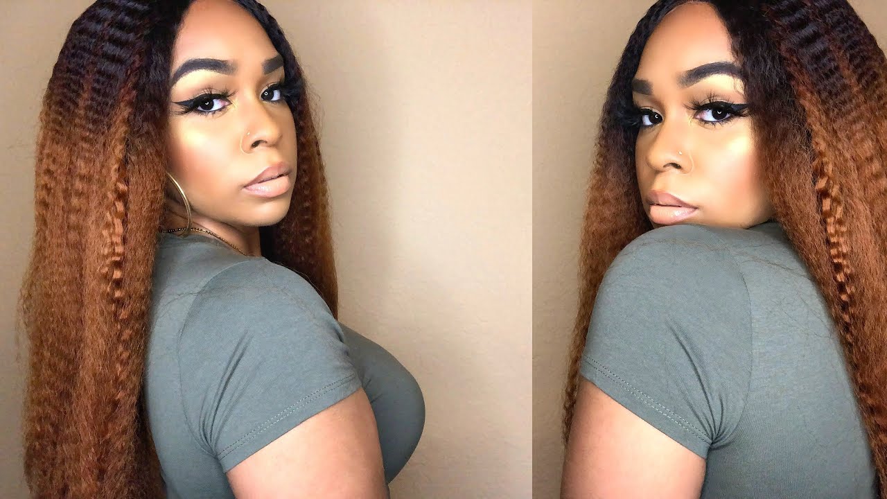 KINKY STRAIGHT OMBRE BROWN SYNTHETIC LACE FRONT WIG | XTRESS HAIR | Lindsay  Erin - YouTube