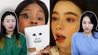 Korean Girls React to &#39;Foreigners Trying Korean Makeup&#39;