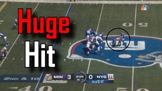 Jaxson Dart CRUSHED on this hit, then he throws a TD | New York Giants Vs Minnesota Vikings