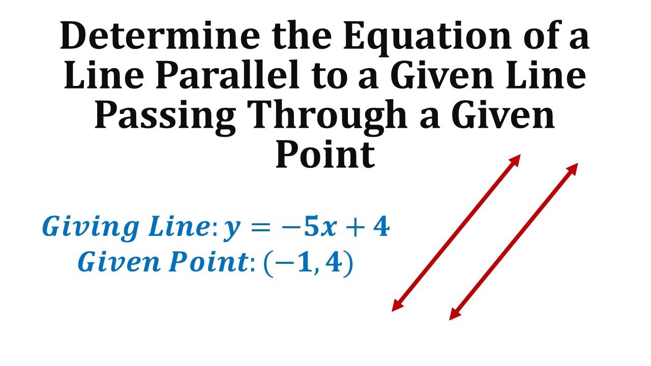 Ex 1 Find The Equation Of A Line Parallel To A Given Line Passing Through A Given Point Youtube