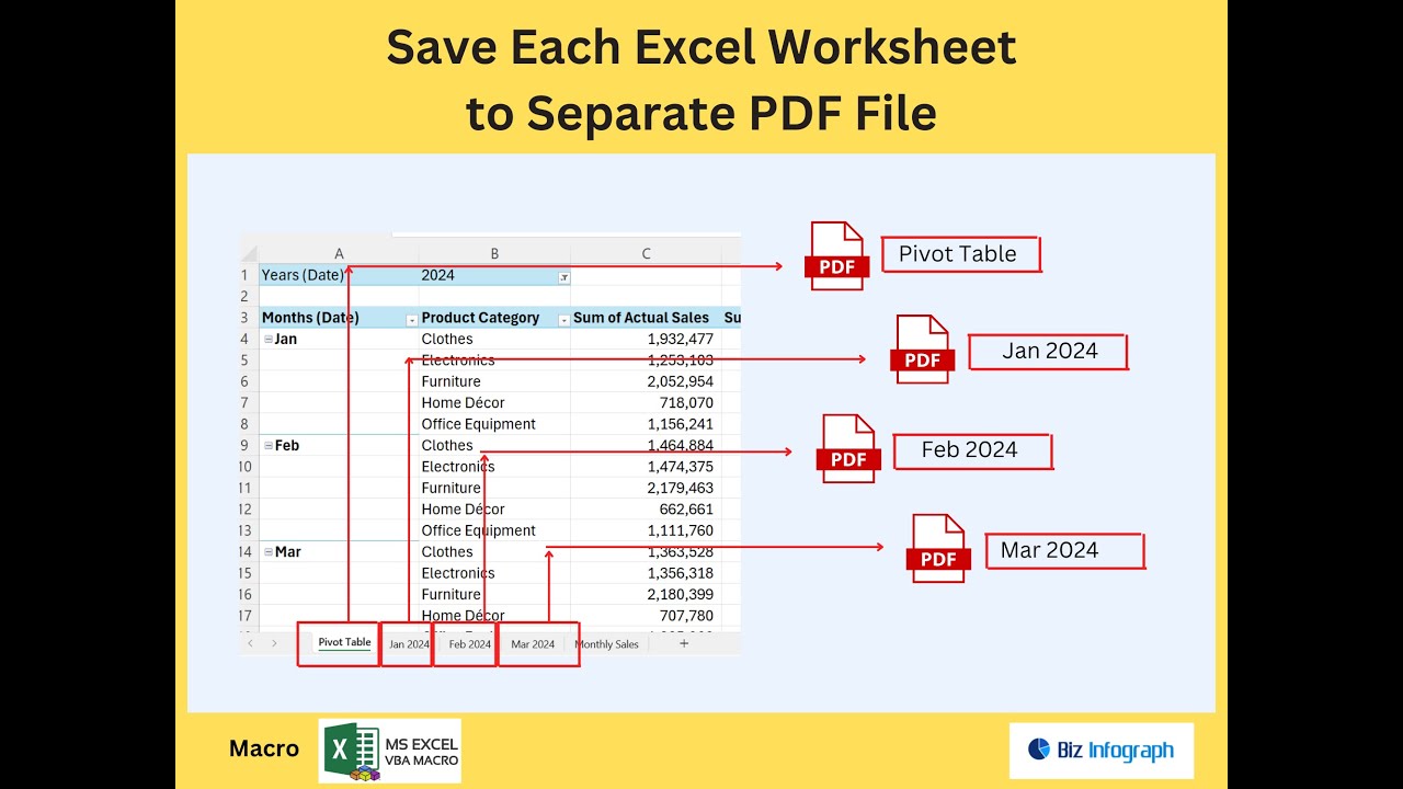 Automation - Save Each Excel Worksheet to Separate PDF file - YouTube