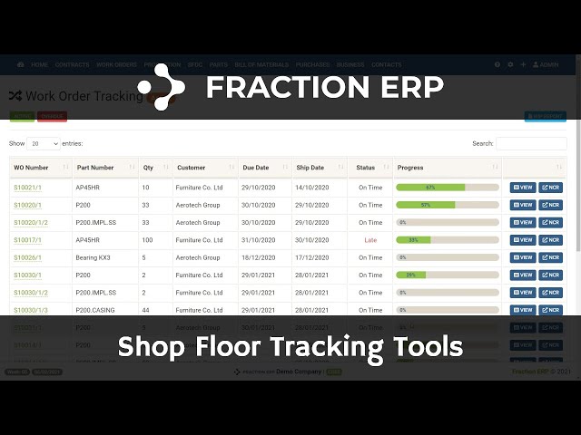 Fraction ERP - Shop Floor Production Tracking