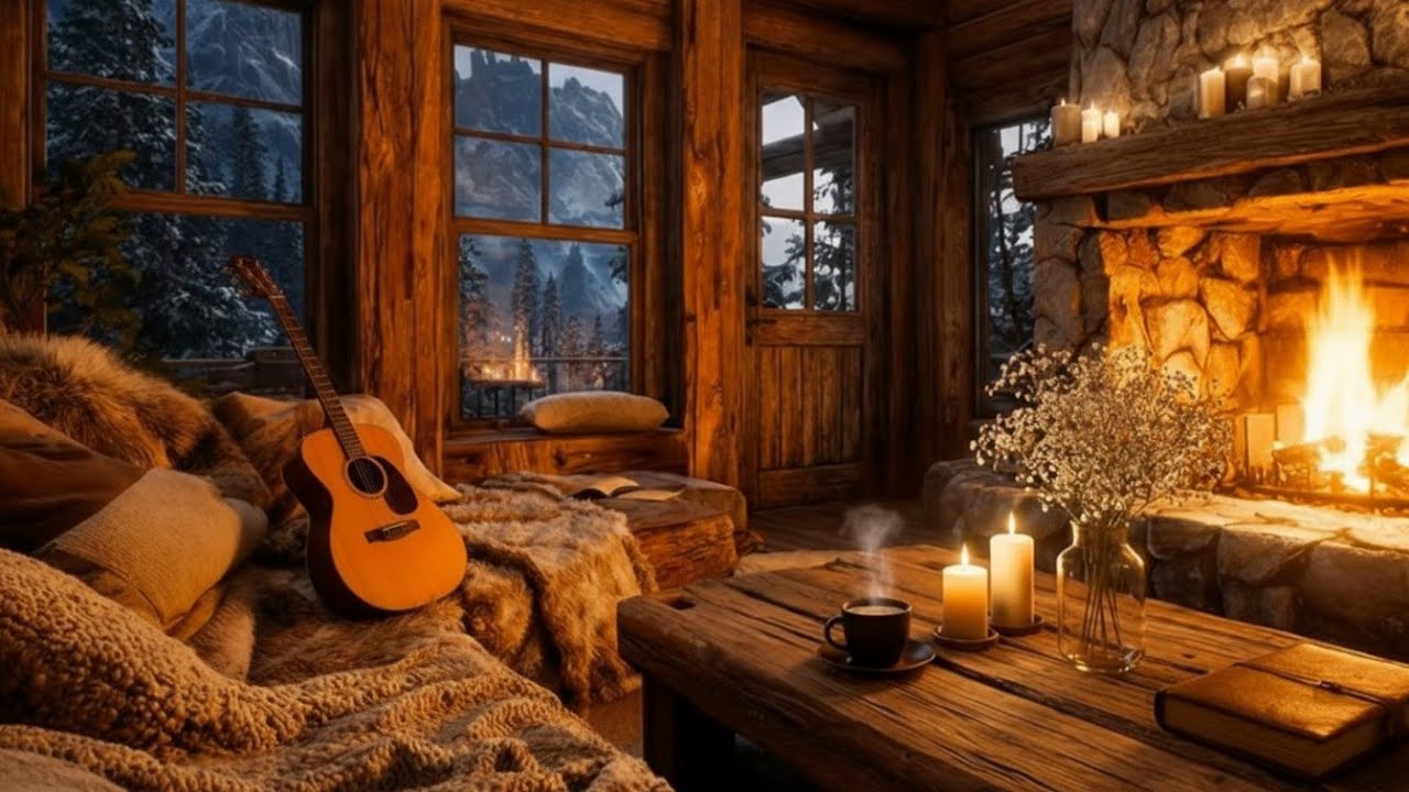 Peaceful Night Ambience | 2 Hours Relaxing Acoustic Guitar