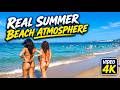 Beach Walk 4K 60FPS | Real Summer Beach Atmosphere &amp; Ocean Waves